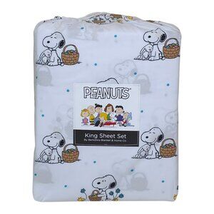 Peanuts Snoopy King Sheet Set By Berkshire Easter Spring Basket Floral Polyester